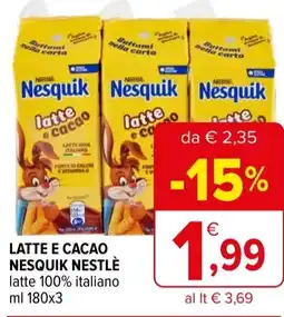 Iperal Latte e cacao nesquik NESTLE offerta