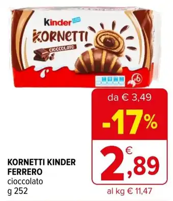 Iperal Kornetti kinder FERRERO cioccolato offerta