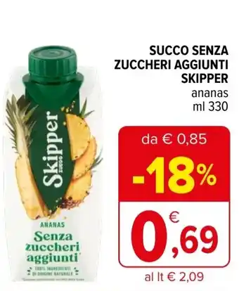 Iperal Succo senza zuccheri aggiunti SKIPPER offerta