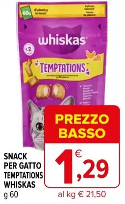 Iperal Snack per gatto temptations WHISKAS offerta