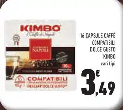 Conad Superstore 16 capsule caffè compatibili dolce gusto KIMBO vari tipi offerta