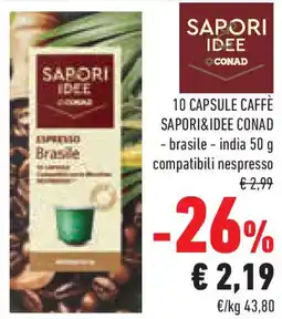 Conad Superstore 10 capsule caffè SAPORI&IDEE CONAD offerta