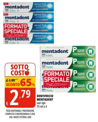 Tigros Dentifricio mentadent vari tipi offerta