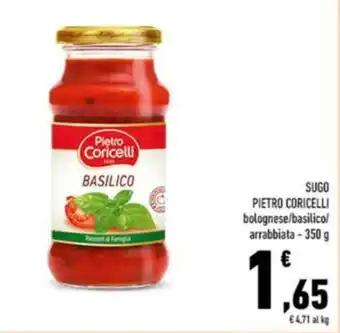 Conad SUGO PIETRO CORICELLI bolognese/basilico/ arrabbiata offerta