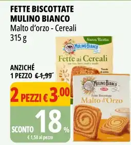 Tigros Fette biscottate mulino bianco malto d'orzo - cereali offerta