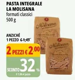 Tigros Pasta integrale la molisana formati classici offerta