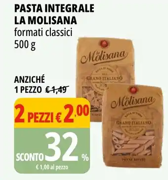 Tigros Pasta integrale la molisana formati classici offerta