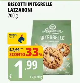 Tigros Biscotti integrelle lazzaroni offerta