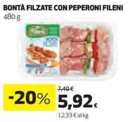 Coop Bontà filzate con peperoni FILENI offerta