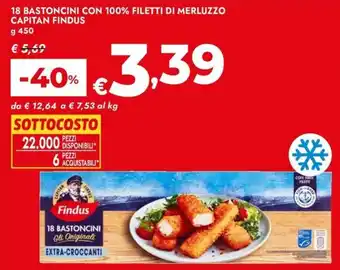 Bennet 18 bastoncini con 100% filetti di merluzzo CAPITAN FINDUS offerta