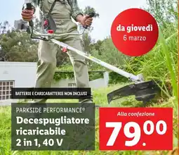 Lidl PARKSIDE PERFORMANCE Decespugliatore ricaricabile 2 in 1, 40 V offerta