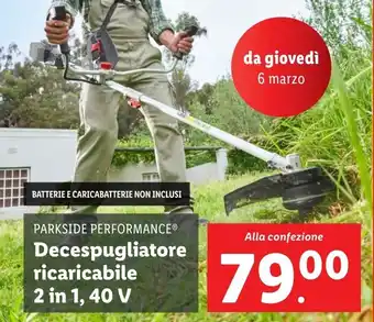 Lidl PARKSIDE PERFORMANCE Decespugliatore ricaricabile 2 in 1, 40 V offerta