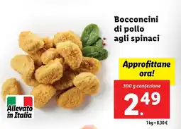 Lidl Bocconcini di pollo agli spinaci offerta