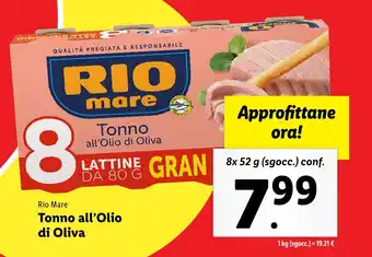 Lidl Rio Mare Tonno all'Olio di Oliva offerta