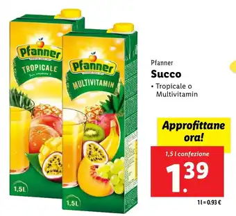 Lidl Pfanner Succo offerta