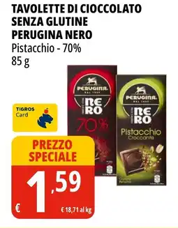 Tigros Tavolette di cioccolato senza glutine PERUGINA NERO offerta