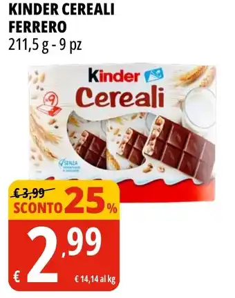 Tigros Kinder cereali FERRERO offerta