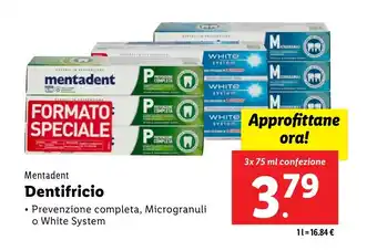 Lidl Mentadent Dentifricio offerta