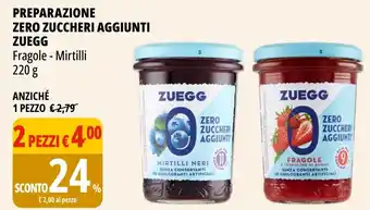 Tigros Preparazione zero zuccheri aggiunti ZUEGG offerta