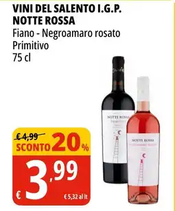 Tigros Vini del salento i.g.p. NOTTE ROSSA offerta