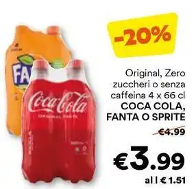 Unes Original, Zero zuccheri o senza caffeina COCA COLA, FANTA O SPRITE offerta