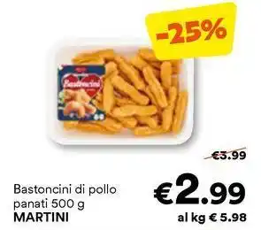 Unes Bastoncini di pollo panati MARTINI offerta