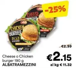 Unes Cheese o Chicken burger ALBATRAMEZZINI offerta