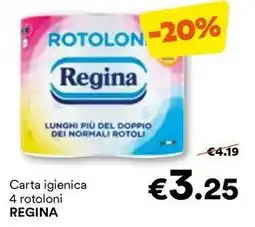 Unes Carta igienica 4 rotoloni REGINA offerta