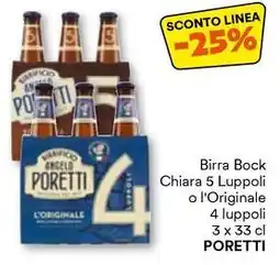 Unes Birra Bock Chiara 5 Luppoli o l'Originale 4 luppoli PORETTI offerta