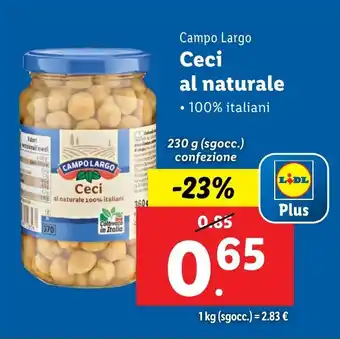 Lidl Campo Largo Ceci al naturale offerta