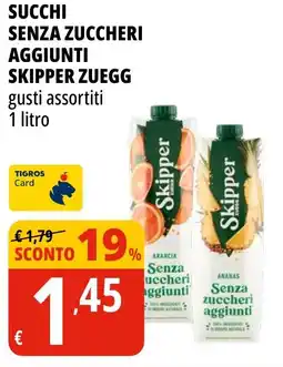 Tigros Succhi senza zuccheri aggiunti SKIPPER ZUEGG offerta