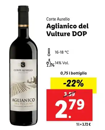 Lidl Corte Aurelio Aglianico del Vulture DOP offerta