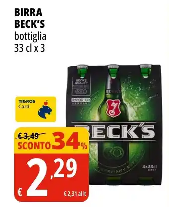 Tigros Birra BECK'S offerta