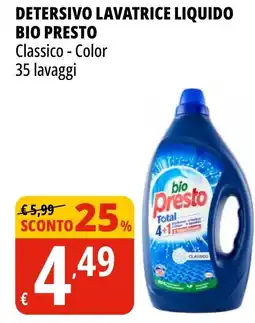 Tigros Detersivo lavatrice liquido BIO PRESTO offerta