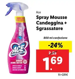 Lidl Ace Spray Mousse Candeggina + Sgrassatore offerta