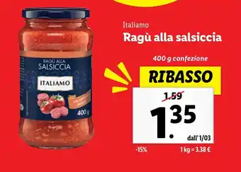 Lidl Italiamo Ragù alla salsiccia offerta