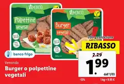 Lidl Vemondo Burger o polpettine vegetali offerta