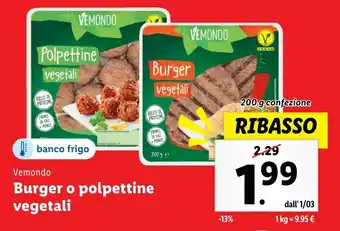 Lidl Vemondo Burger o polpettine vegetali offerta