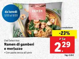 Lidl Chef Select Asia Ramen di gamberi e merluzzo offerta