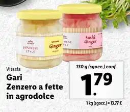 Lidl Vitasia Gari Zenzero a fette in agrodolce offerta