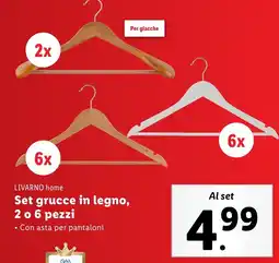 Lidl LIVARNO home Set grucce in legno, 2 o 6 pezzi offerta