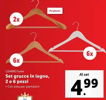 Lidl LIVARNO home Set grucce in legno, 2 o 6 pezzi offerta