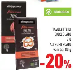 Conad Superstore Tavolette di cioccolato bio ALTROMERCATO vari tipi offerta