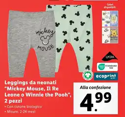 Lidl Leggings da neonati "Mickey Mouse, Il Re Leone o Winnie the Pooh", 2 pezzi offerta