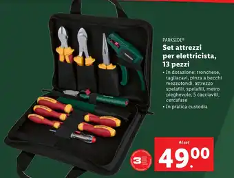 Lidl PARKSIDE Set attrezzi per elettricista, 13 pezzi offerta