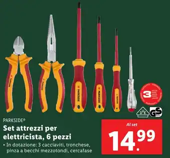 Lidl PARKSIDE Set attrezzi per elettricista, 6 pezzi offerta