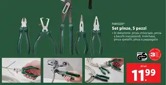 Lidl PARKSIDE Set pinze, 5 pezzi offerta