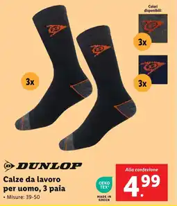 Lidl DUNLOP Calze da lavoro per uomo, 3 paia offerta