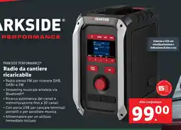 Lidl PARKSIDE PERFORMANCE Radio da cantiere ricaricabile offerta