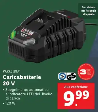 Lidl PARKSIDE Caricabatterie 20 V offerta